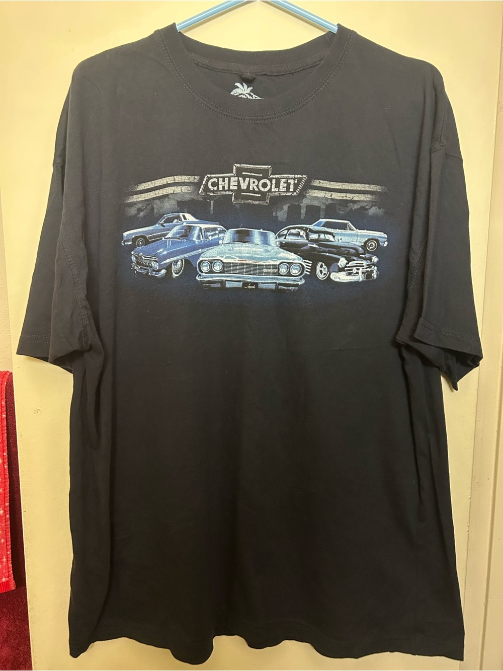Newport Blue Short-Sleeve Tee with Blue Chevrolet Car Graphic Size XXL